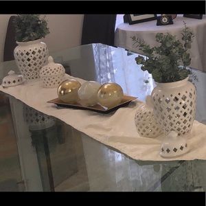 NEW White decor mini open ginger jar. Neve…